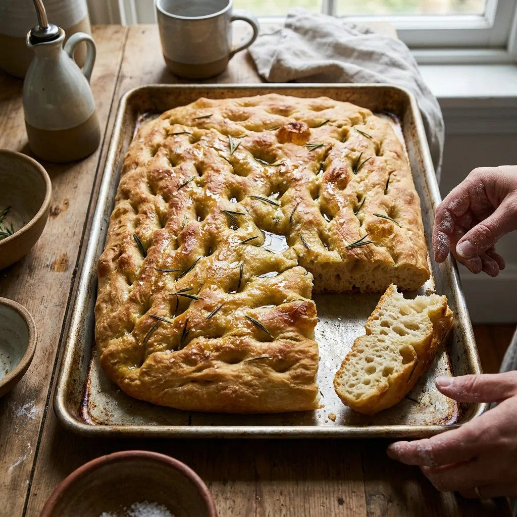 Focaccia mit Rosmarin und Meersalz