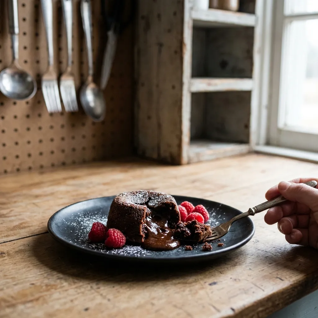 Schokoküchlein mit Himbeeren