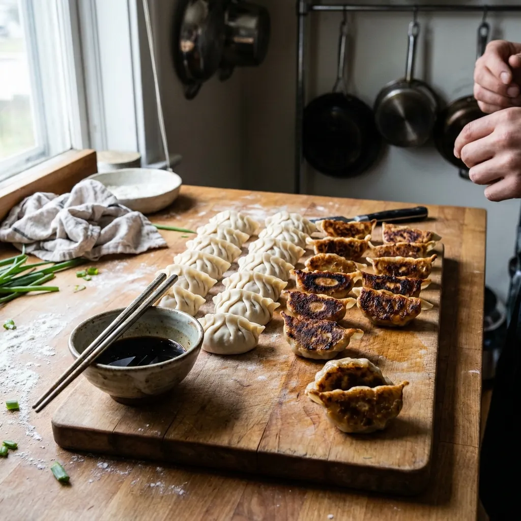 Gebratene Dumplings mit Dip